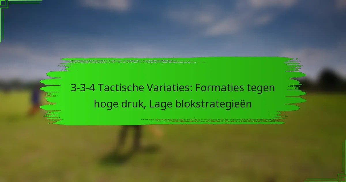 3-3-4 Tactische Variaties: Formaties tegen hoge druk, Lage blokstrategieën